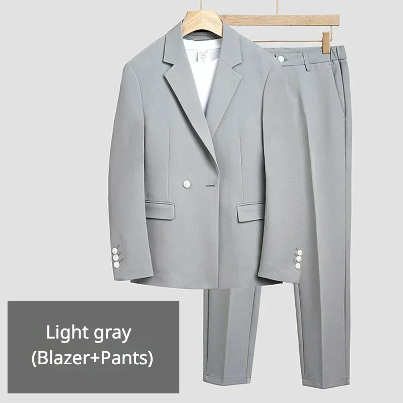 (blazer+pants) vysoký kvalita móda ležérní pánské oblek korejské styl vhodný bunda kalhoty 2 kusu sada svatební šaty večírek S-5XL