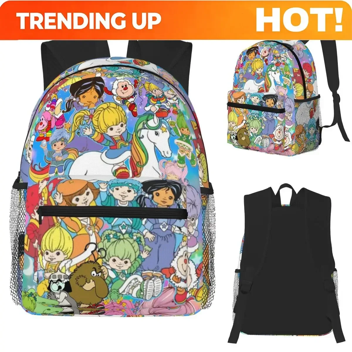 Custom Bag Cartoon Cute Rainbow Brite Student Backpack School Bag Hiking Travel Daypack For Boys Girls Fashion Bookbag Shoulder