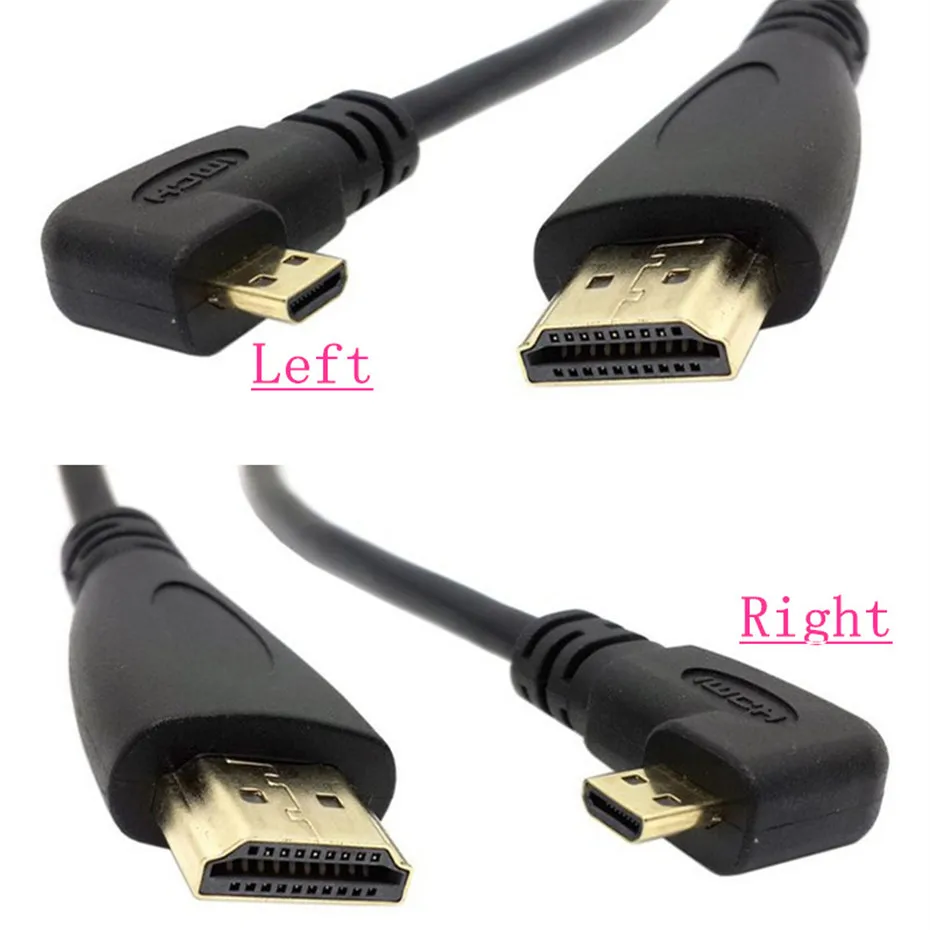 HDTV-compatible HDTV to Right & Left Angle Mini HD & HD & Micro HD male to male stretch Spring Curl Flexible