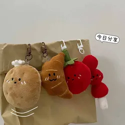 Cute Simulation Keychains Fun Food Keychain Funny Potato Croissant Plush Doll Pendant Cute Girl Gift Backpack Pendant
