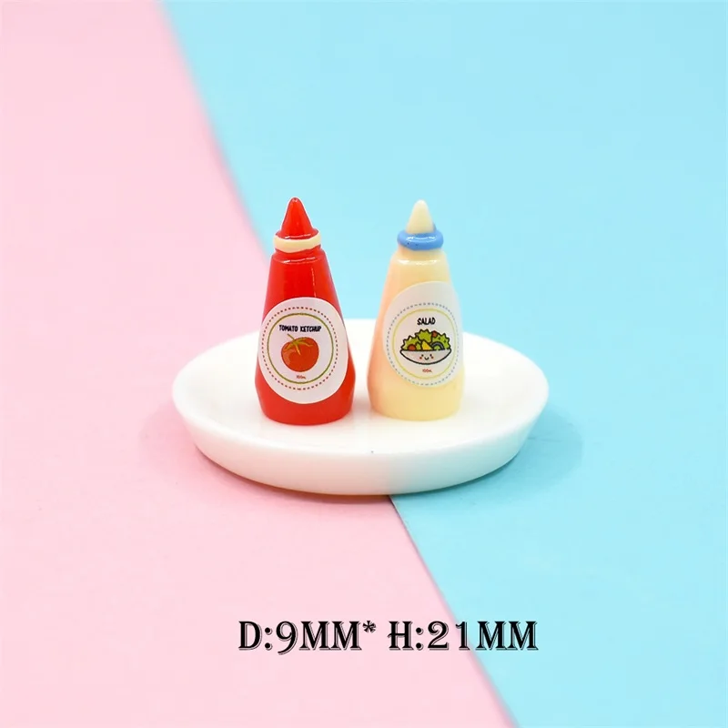 10 teile/satz Miniatur Mini Ketchup Salat Modell 1:12 Puppenhaus Nachahmung Lebensmittel Spielzeug Zubehör – Detail 1