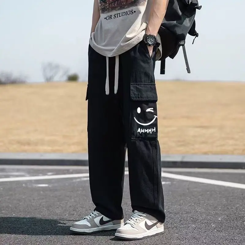 Men's Cargo Pants 2026 Summer Loose Straight Fit Casual Trousers Streetwear Baggy Workwear Pants for Students