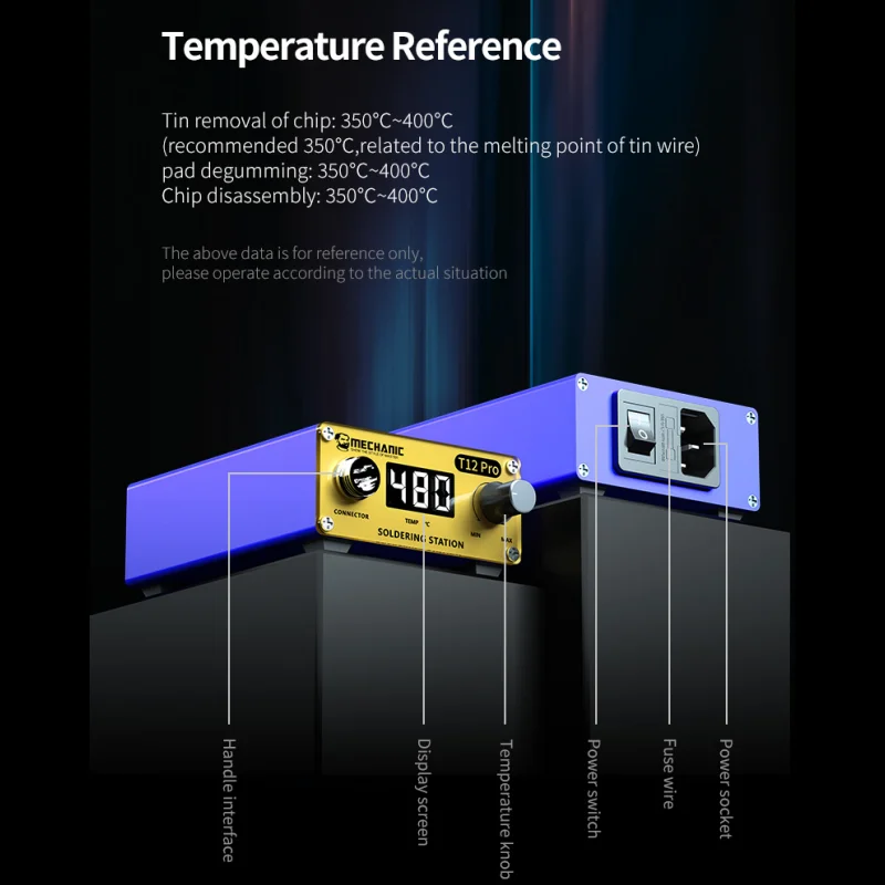 MECHANIC T12 Pro 납땜 스테이션, 휴대폰 PCB 마더보드 납땜 수리용, 정전기 방지 지능형 온도 제어, 75W