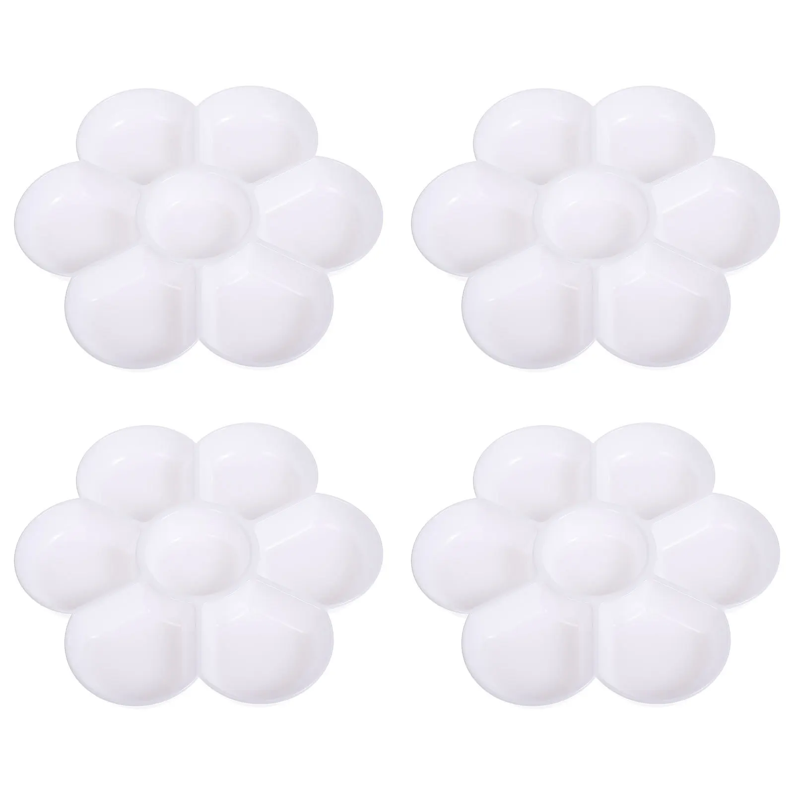 

4pcs Color Mixing Tray 7-Division Gouache Pigment Palette Watercolor Pallet Art Supplies Painting Storage Lightweight Durable