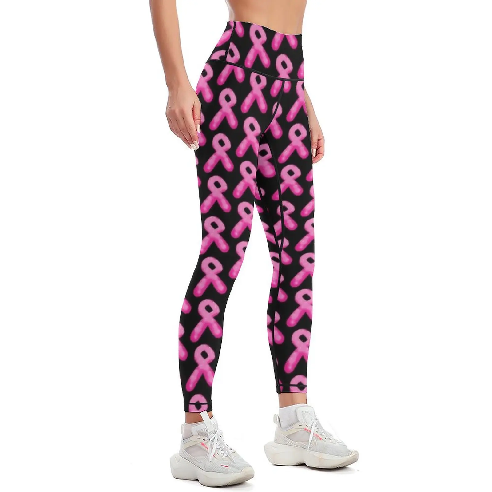 Pink Breast Cancer Awareness Candle Ribbon Leggings Clothing fitness Training pants Womens Leggings