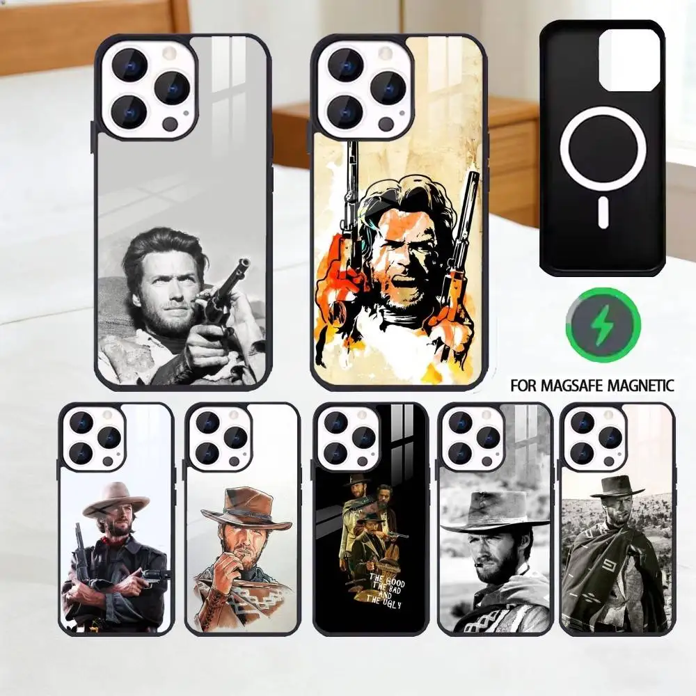 

Ковбойский чехол для телефона C-Clint Eastwood для iPhone 17, 16, 15, 14, 13, 12, Pro Max Plus для Magsafe Mirror, беспроводной магнитный чехол