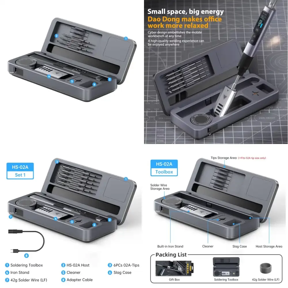 

HS-02 100W Smart Soldering Station Adjustable Constant Temperature Fast Heating Electric Solder Iron Kit Battery Power