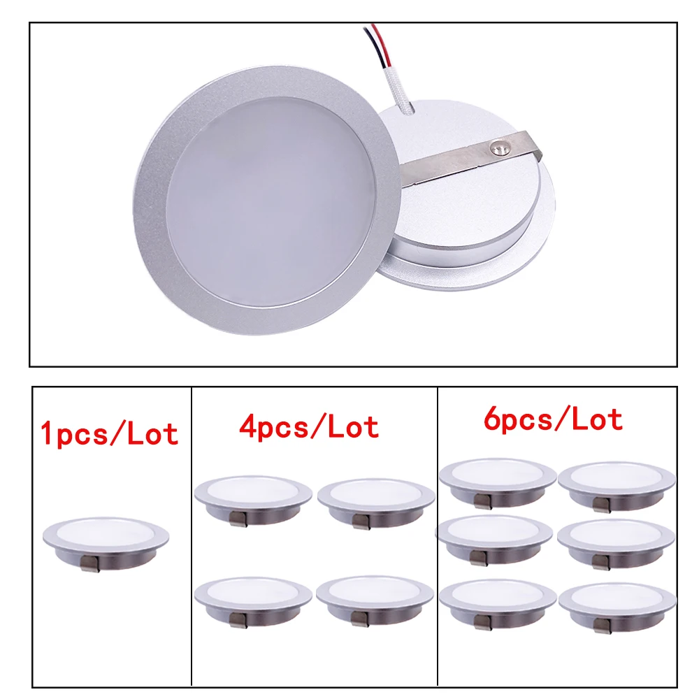 

4/6Pcs/Lot Ultra-Thin Mini LED Indoor Spotlight DC12V 24V 3W 5W Downlight Ceiling Light RA90 for Display Cabinet Camping Car
