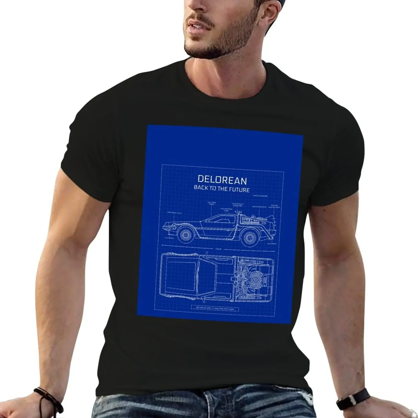 DeLorean Time Machine - Back To The Future (Blueprint) T-Shirt oversize t-shirts man mens t shirt graphic