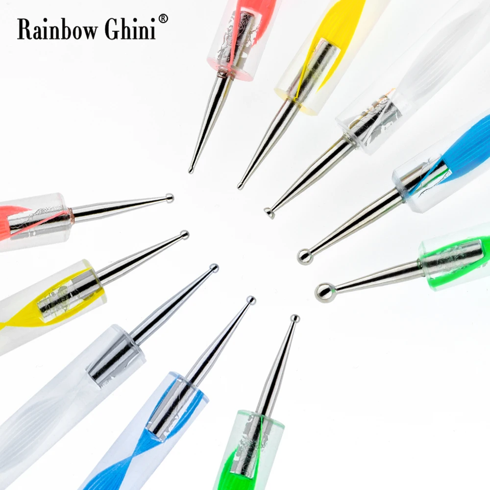 Aiguille à points à Double extrémité, outil d'art des ongles, brosse de peinture des ongles, stylo à points de beauté, ensemble multicolore, Salon longue durée, 5 pièces