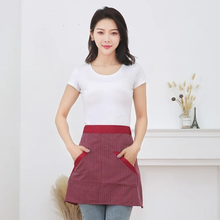 Stylish Half Waist Waiter Apron Coffee Shop Tea House Workwear Small Half-Body Apron Functional Pocket In Stock Custom logo