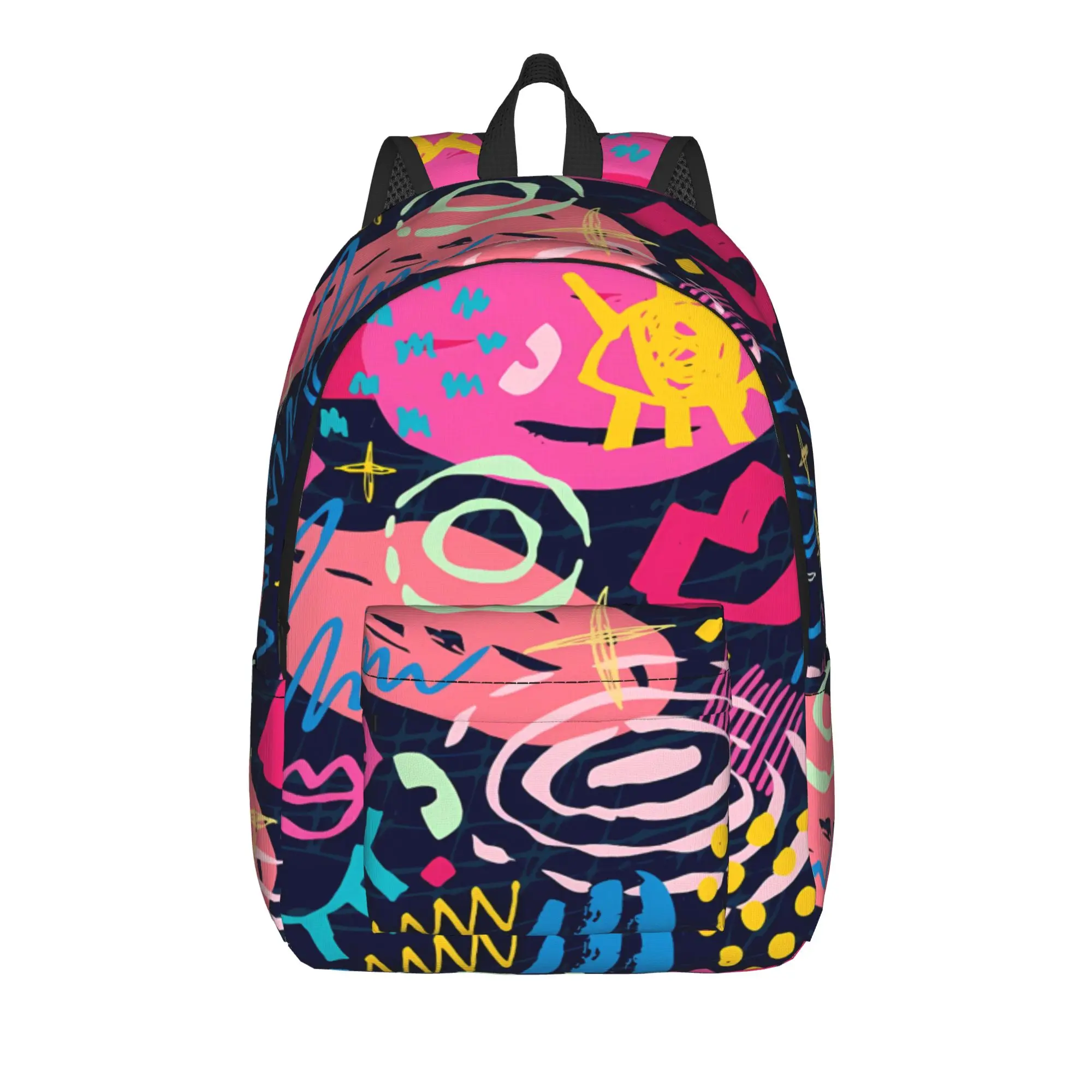Graffiti Pop Color Shapes Anime Backpack Colorful Geometry 3D Print College Backpacks Male School Bags Durable Rucksack