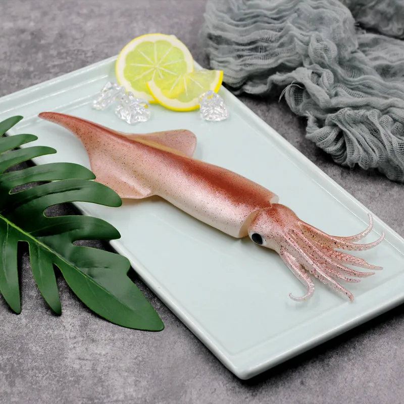 1Pcs PVC Simulation Big Squid Artificial Seafood Model Fake Food Seafood Shop Restaurant Props Ornament Wedding Party Dish Decor