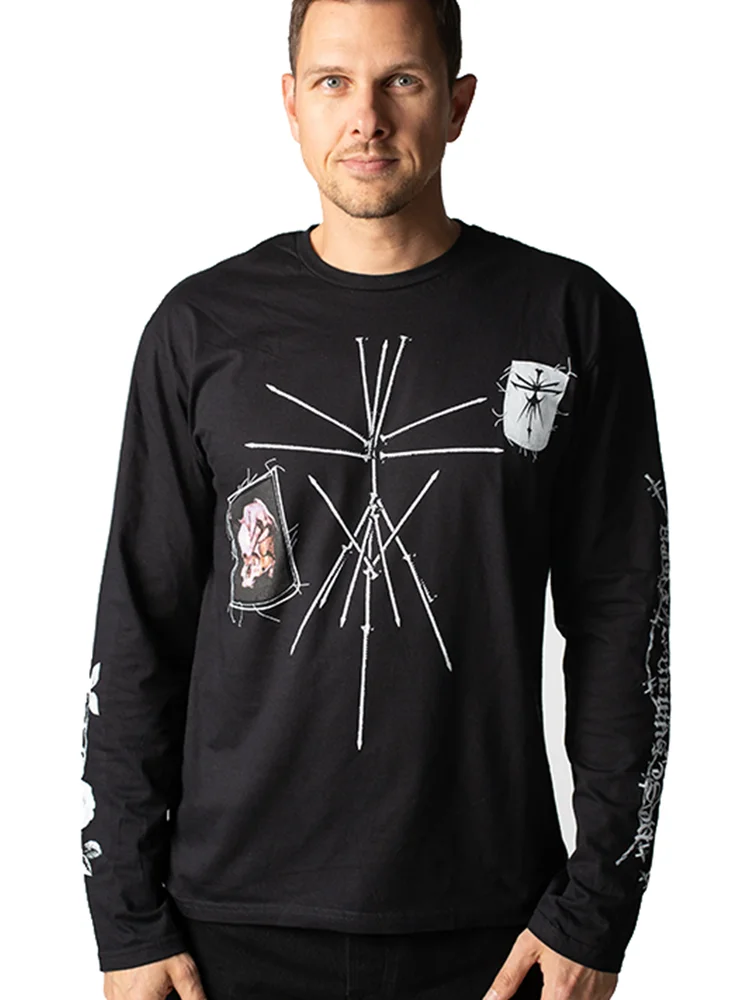 

Футболка Horizon Band Metal Core Ro High Street свободного кроя с длинным рукавом, дышащая, впитывающая пот, комфортная, из хлопка