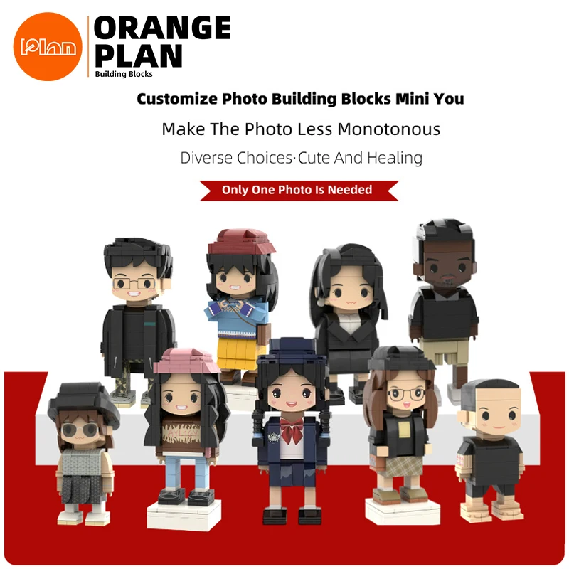 

Orange Plan Custom Brick Figures Personalized Minifigures Building Block Sets Full Body 1 People Small Particle Photo