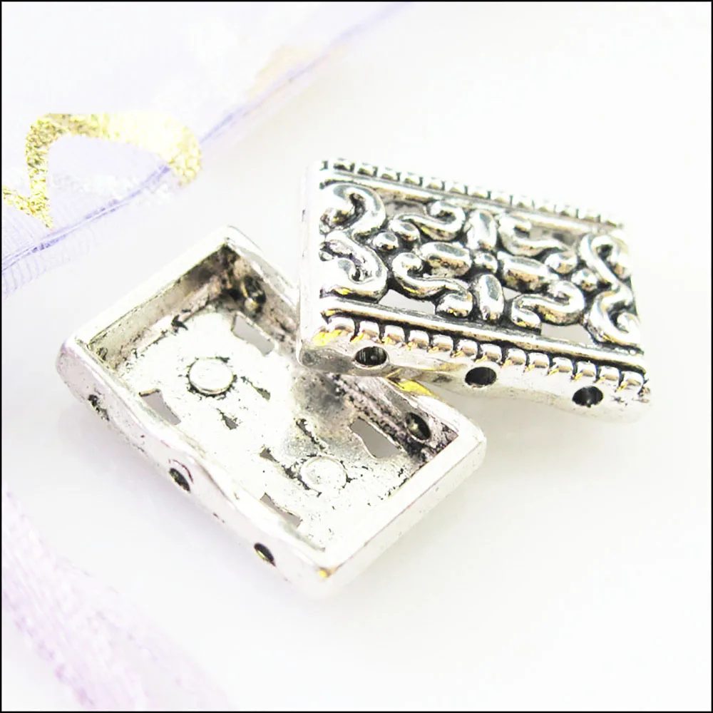 15Pcs Tibetan Silver 2-2 Holes Flower Spacer Bar Beads Charms Connectors 12x17.5mm