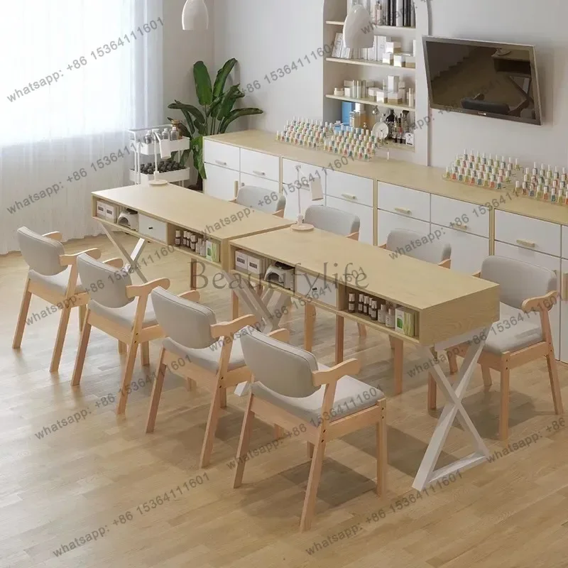 FG Modern Rustic Manicure Table Eclectic Trendy Minimalist Unique Nail Table With Storage Multifunctional Mesa Manicura Furnitur 5