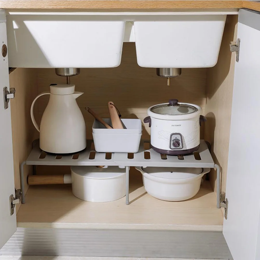 

2pcs Shoe Shelves Home Kitchen Layered Storage Rack Space Saving Plastic Organizer White Grey Pot Storage Rack