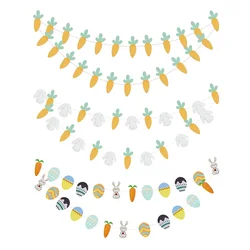 Happy Easter Carrot Bunny Banner Paper Garland Hanging Ornaments Easter Decoration Kids Birthday Party Supplies