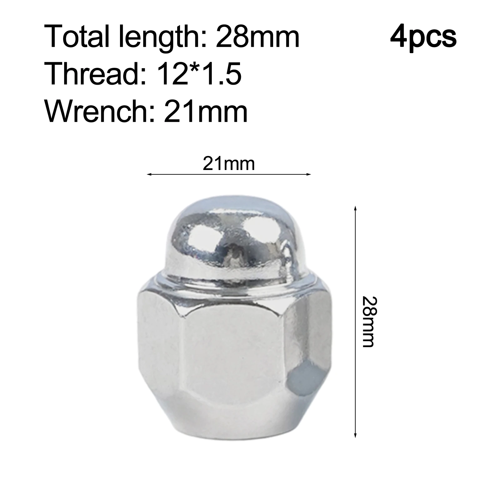 4xMotor Car Tire Nuts Length 28mm, Diameter 21mm, Thread For *1.5 For Hyundai Elantra, For Kia 52950-1414052951-47000 for
