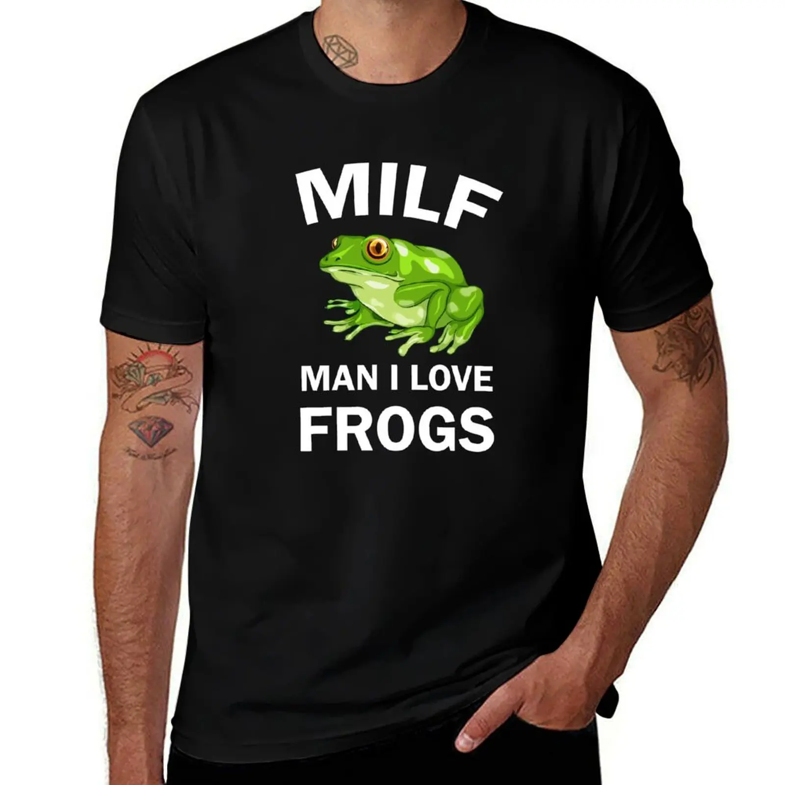 Man i love frogs bumper funny T-Shirt Work Short Sleeve Cotton Top T-Shirt