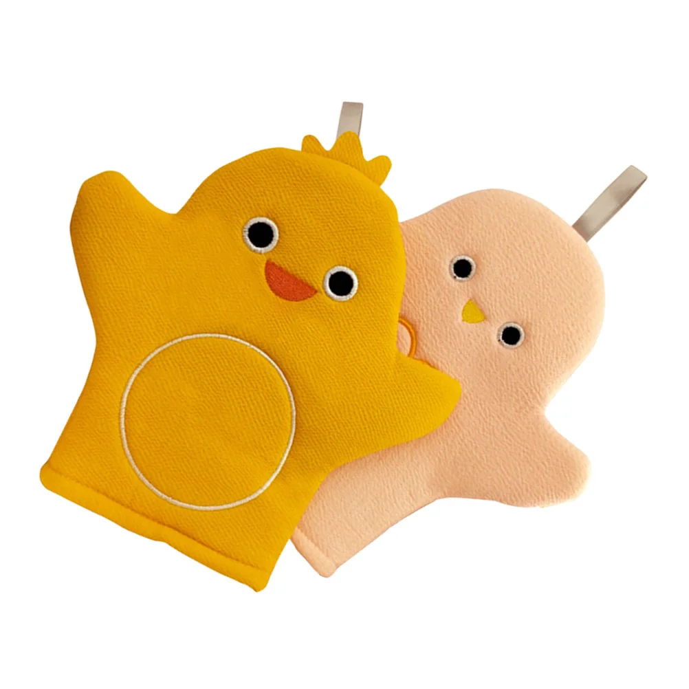 

2 Pcs Children's Bath Towel Gloves Reusable Practical Cartoon Supple Good-looking Animal Anti-skid Adorable