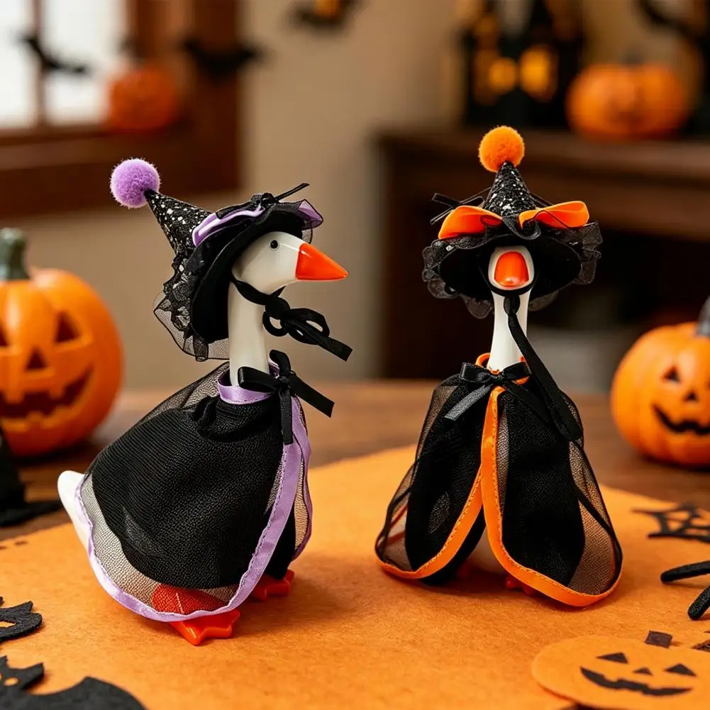 2026 Goose Statue Outfit Halloween Goose Costume Halloween Desk Goose Costume Set Witch Cape Pointed Hat Ghost Hoodie for 7-inch
