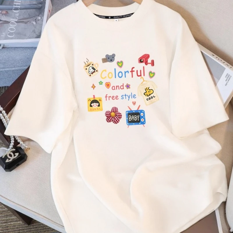 

Summer 2025 New Pure Cotton Loose T-shirt Women's White Short-sleeved T-shirt Popular Pure Cotton Half-sleeved Loose Casual Top