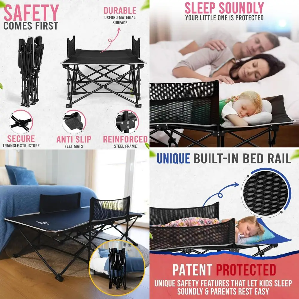 

Portable Pink Toddler Cot: Ideal for Travel, Camping, and Outdoor Adventures, Comfortable and Easy to Store