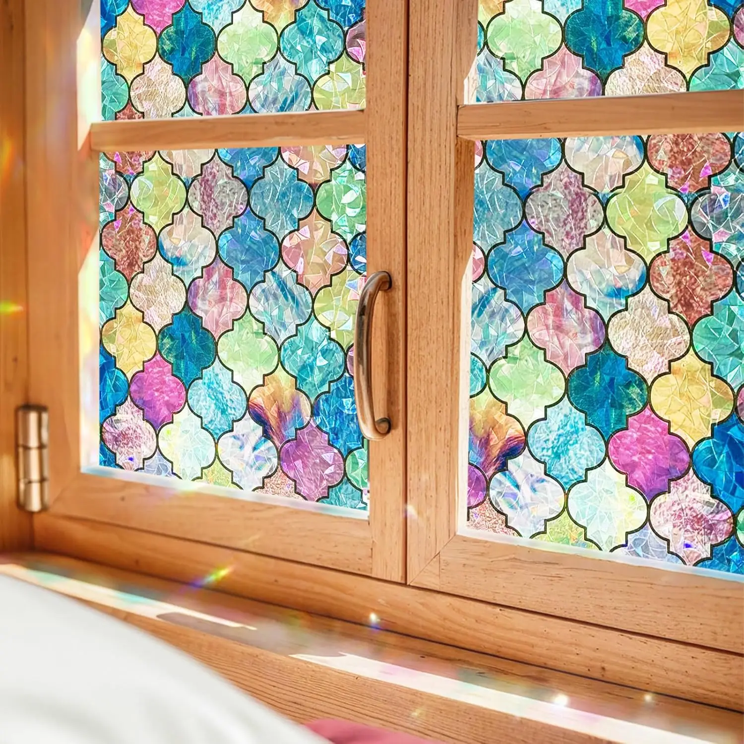 Película de ventana de trébol pintado, vitral decorativo estático, vinilo extraíble, película de ventana de cuatro hojas para decoración del hogar