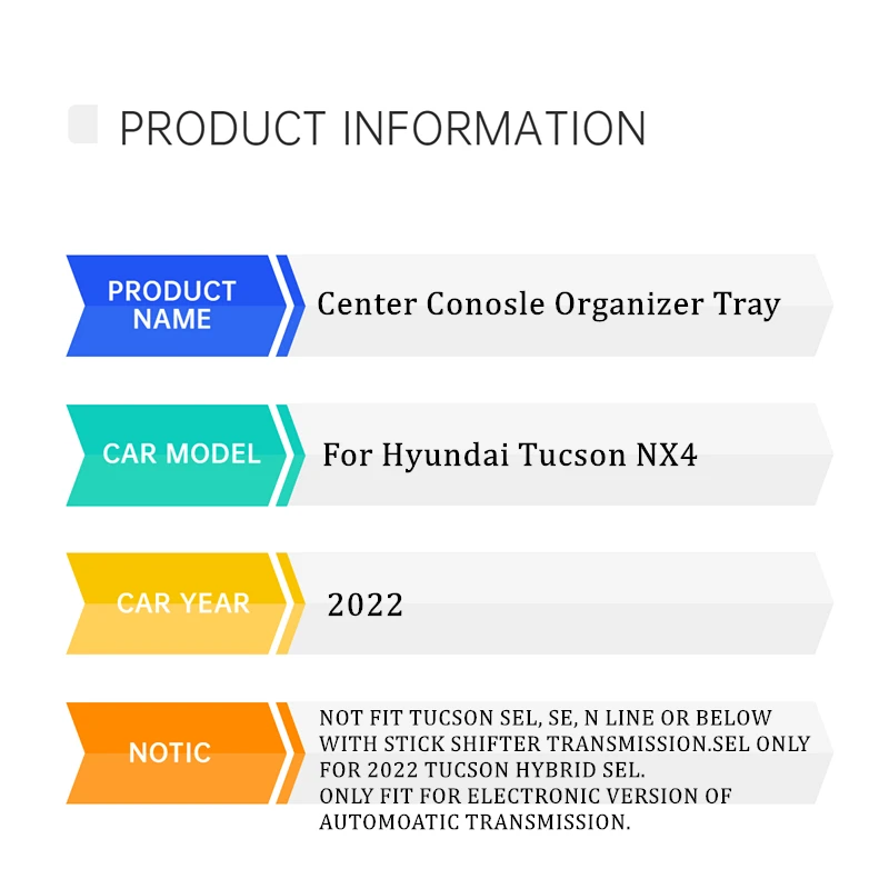 Caja de almacenamiento para Reposabrazos de coche, accesorio para Hyundai Tucson Limited / Hybrid 2022 2023, versión electrónica de transmisión automática