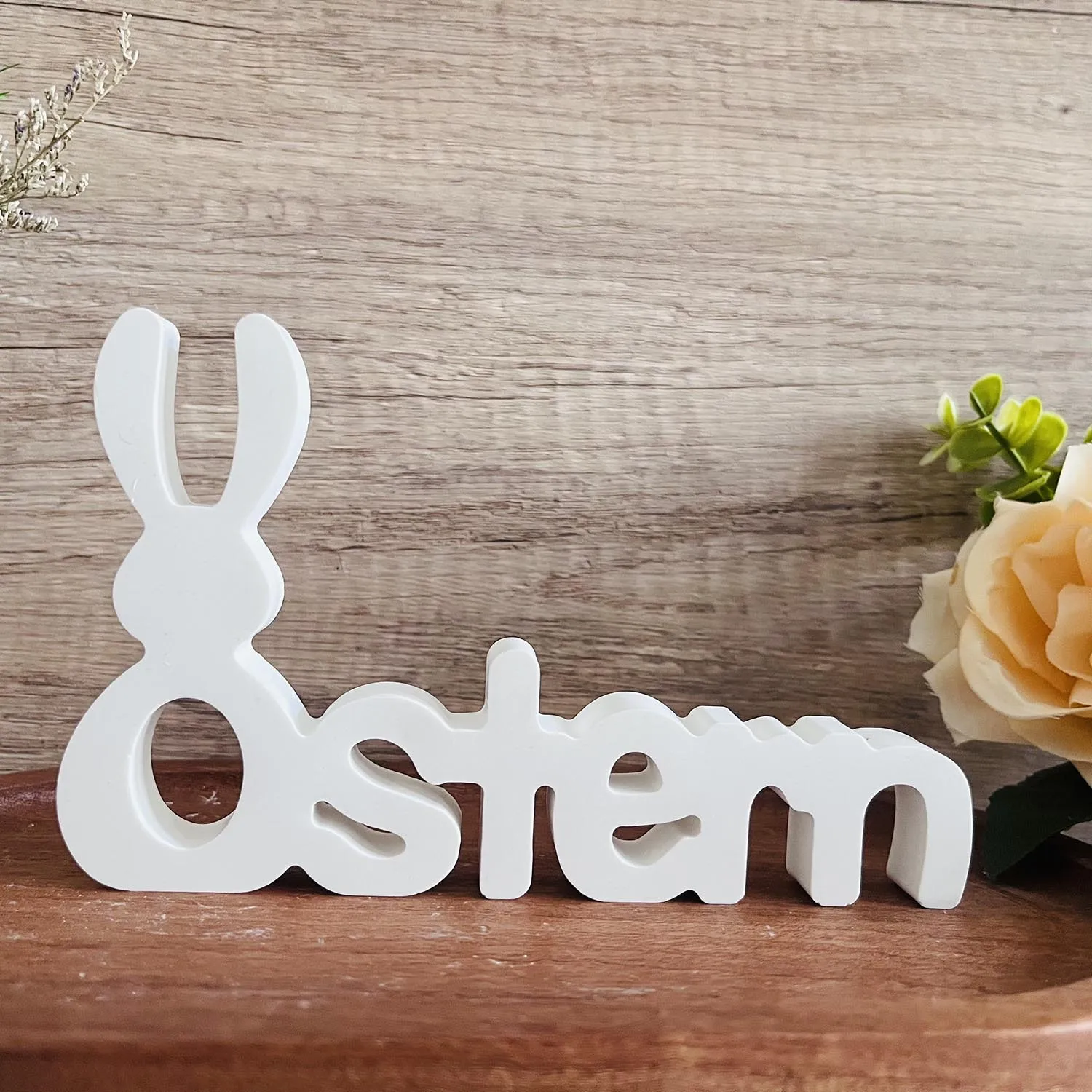 Easter Rabbit Letters Decoration Silicone Mold Alphabet OSTERN Bunny Ornament Casting Mold Happy Easter Cement Plaster Mold