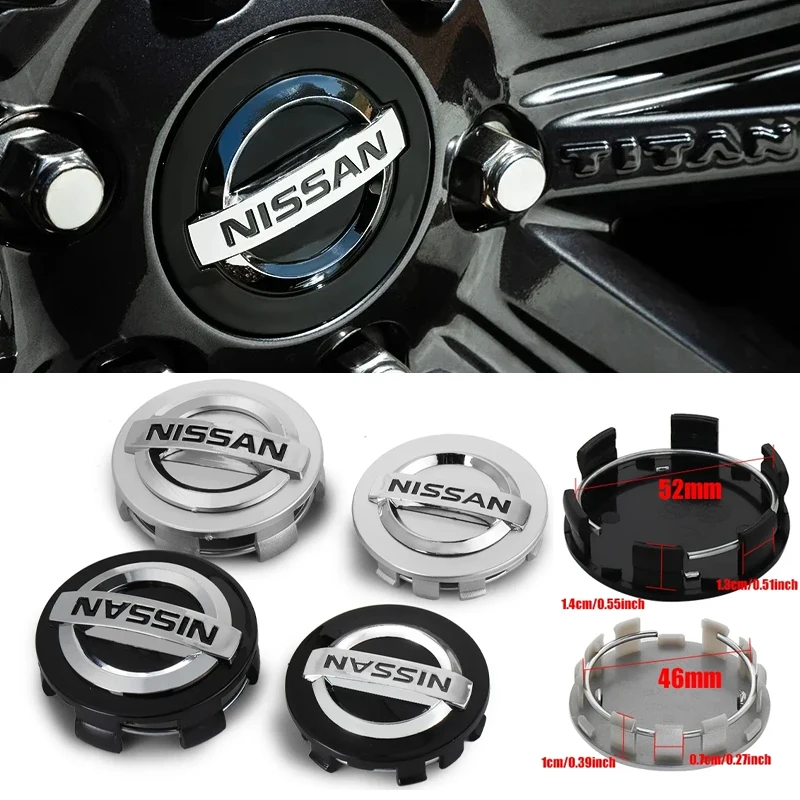 4Pcs for Nissan Car Wheel Center Hub Caps Qashqai J11 Juke GTR X-Trail Patrol Micra Navara Tiida Murano Sentra Leaf Rims Covers