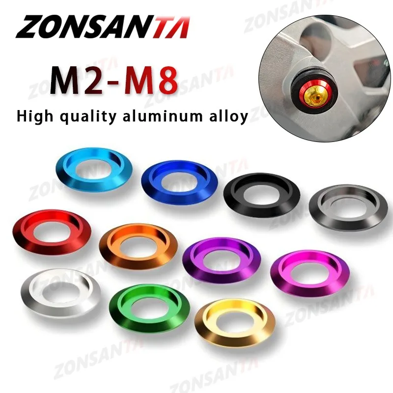 10pcs/lot M2 M2.5 M3 M4 M5 M6 M8 Colourful Aluminum Cup Head Washer for Button Head Screw Bolt ISO7380