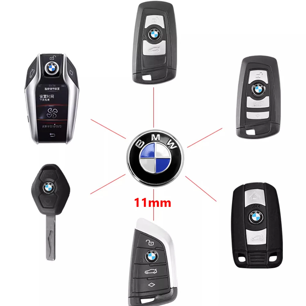 11/14MM Car Key Emblem Stickers Auto Control Key Logo Decal Auto Accessories For BMW M3 M5 M6 F30 E39 E36 F20 E87 G30 E92 E91 X5