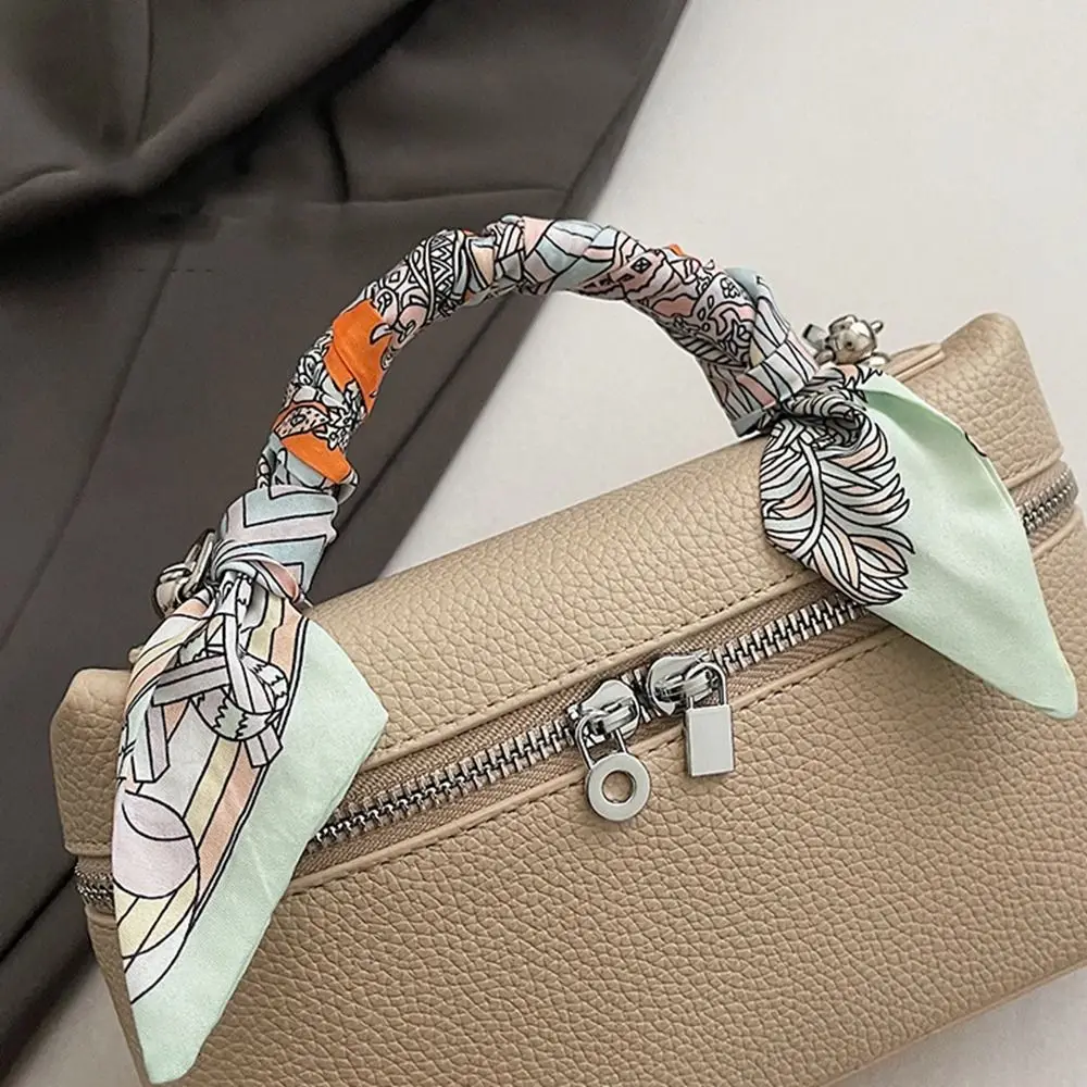 Casual Korean Style Silk Scarf Handbag Pure Color Box Crossbody Bags Purse Large Capacity Ladies Messenger Bag Girls