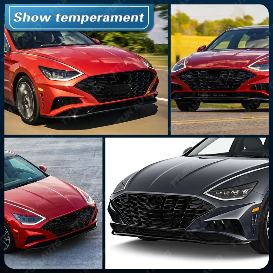 شبكة المصد الأمامي لـ 20202023 Hyundai Sonata Limited SEL Sport Models إصدار رياضي مع مستشعر متكامل وفتحات كاميرا #6