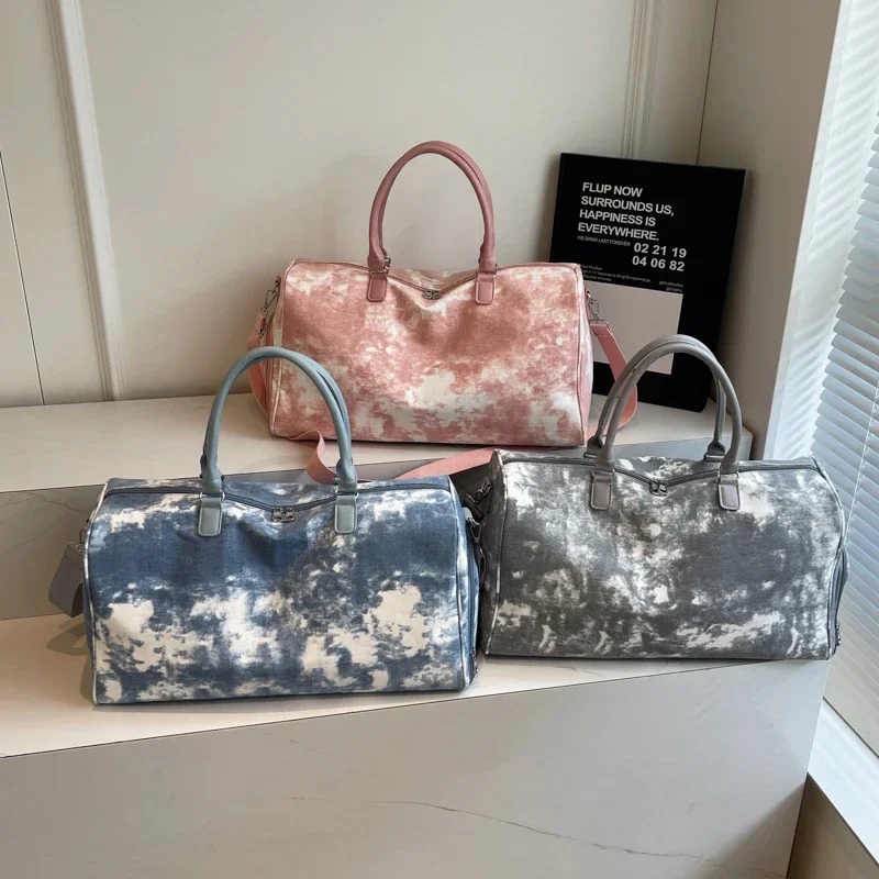 Bolsos de viaje informales de lona con cremallera de gran capacidad para mujer, bolsas de viaje informales de Color sólido, moda de hilo de coser, bolsos de alta calidad 2024