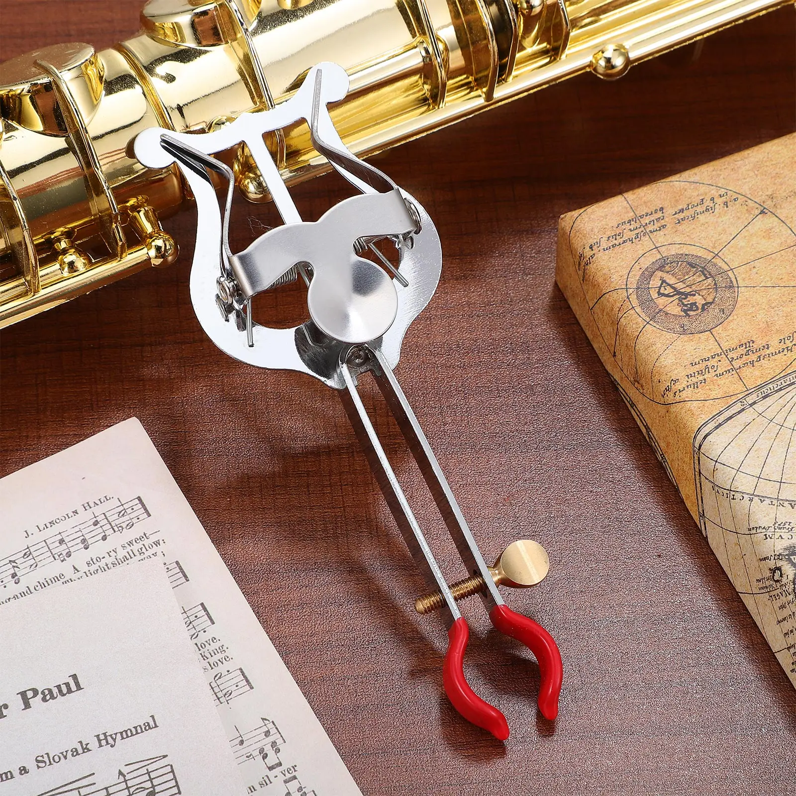 

1pc Trumpet Sheet Holder Sheet Clamp-On Holder For Marching Band French Horn Trombone Lightweight Compact Silver