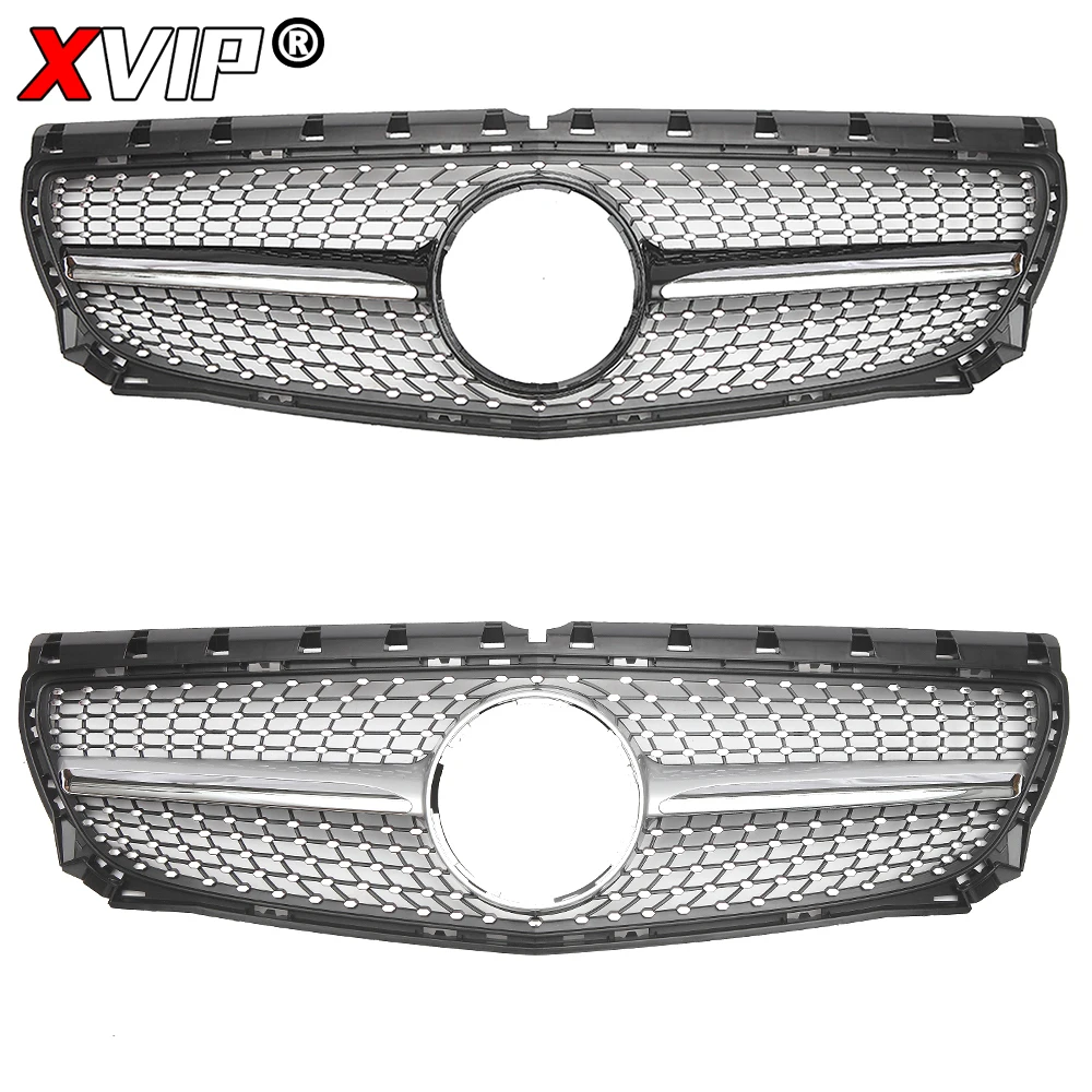 XVIP Chrome Silver Diamonds Style Front Racing Grille For Mercedes Benz B-Class W246 12-14 B180 B200 B250 GTR Style Upper Grille