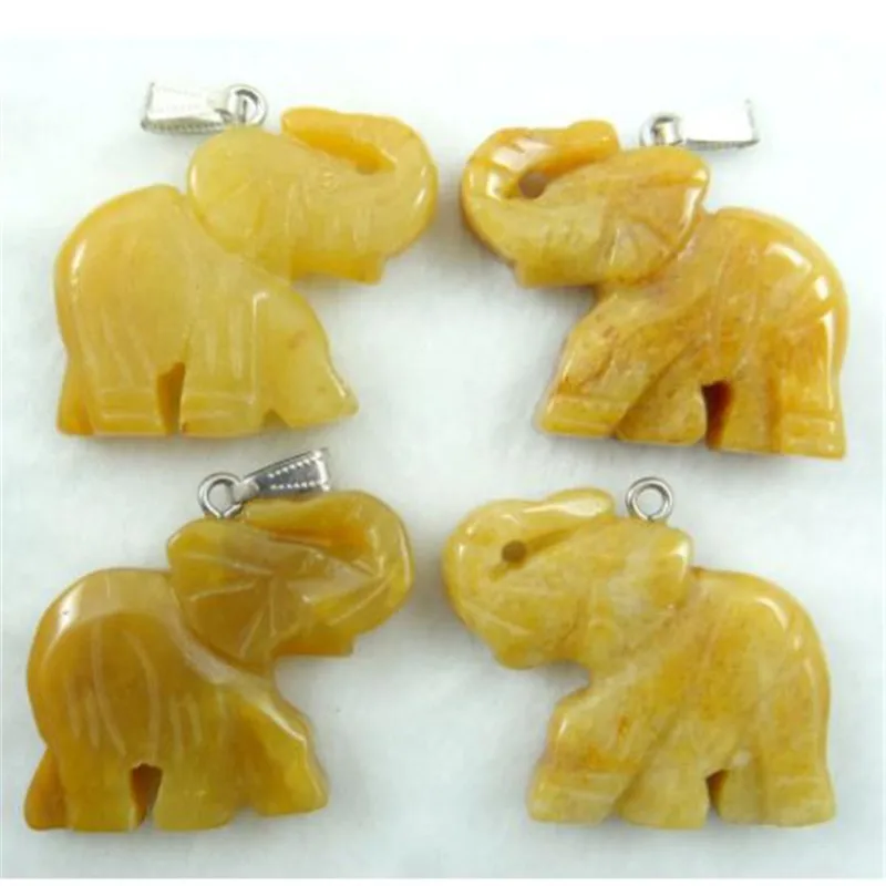 Natural stone Quartz Crystal Turquoises Opal lapis tiger eye Elephant pendant for diy Jewelry making necklace Accessories