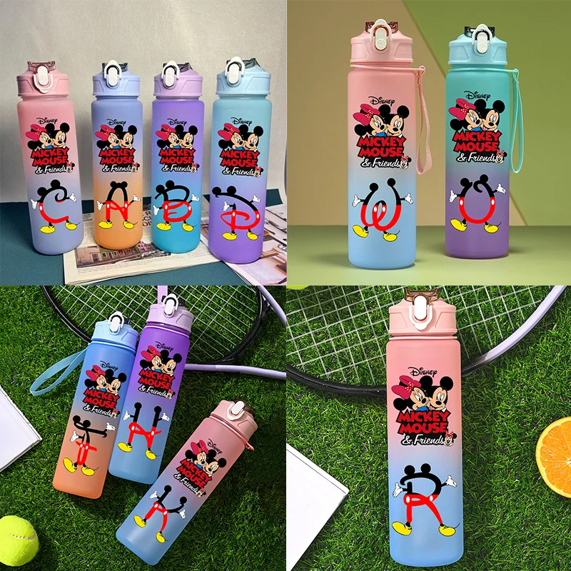 750 مللي الكرتون رسالة A-Z ميكي ماوس أنيمي الطرفية الطفل شرب كوب التدرج اللون كوب بلاستك لطيف ميني ماوس هدية #1