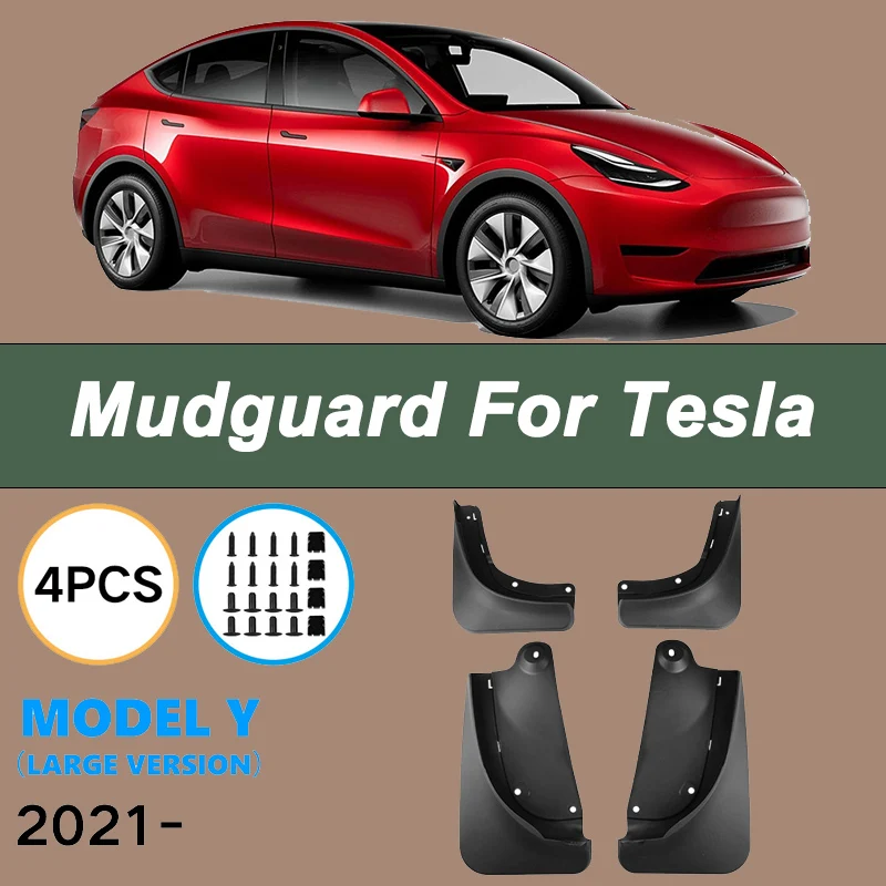 

For Tesla MODEL Y 2021-2024 Large Version Automotive Mudguard Waterproof Prevent Mud Splashing Car Mud Flaps 4pcs Accessories