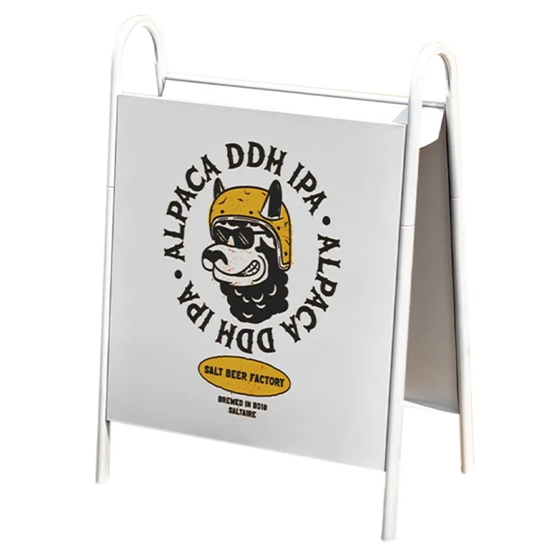 Vertical Billboard Display Stand At The Door, Creative Storage Signs, Outdoor Mobile Floor Metal Standing Signs in Coffee Shops