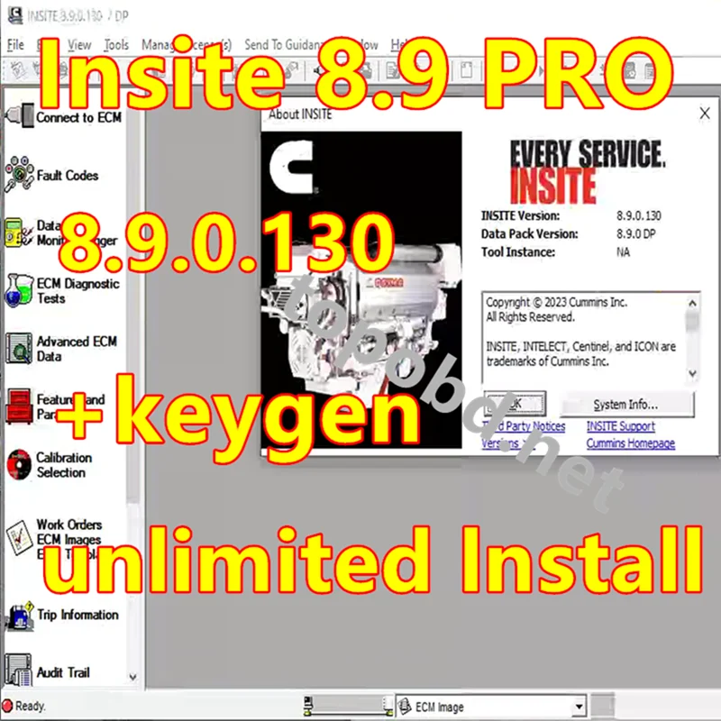 Newest Cummin Insite 8.9 PRO + free Keygen Cummin 8.9 Engine Diagnostic Software Fault Code Engine Tests Adjustment Remove ECM