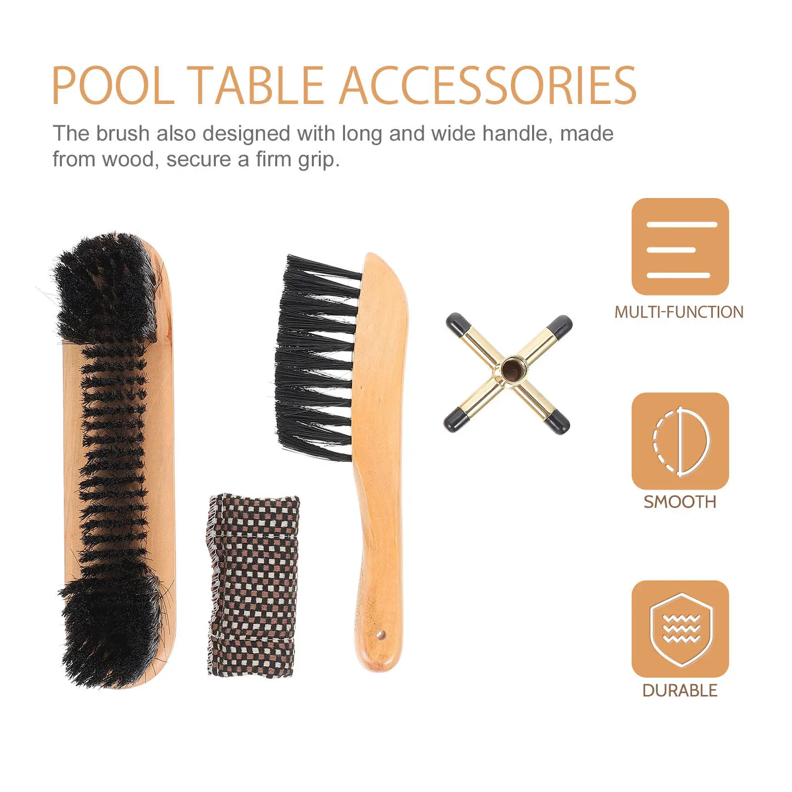 

1Set Pool Table Cleaning Set Billiard Table Clean Brush Kit Long Bristle Dual Length Brushes Cue Holder Stable Rack Billiard