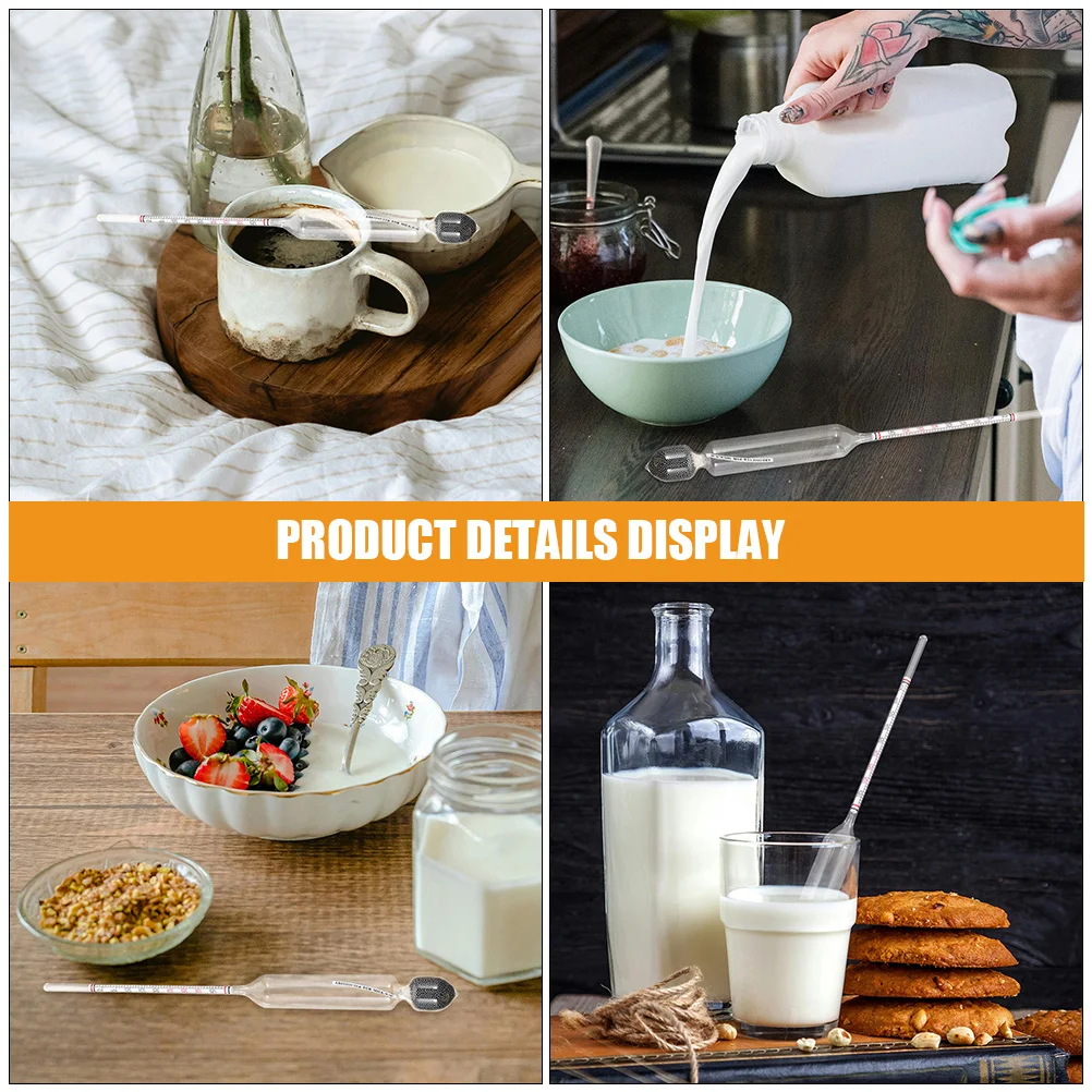 

2Pcs Milk Hydrometer Lactometer Glass Measuring Tool Accurate Reusable for Home Commercial Kitchen Use
