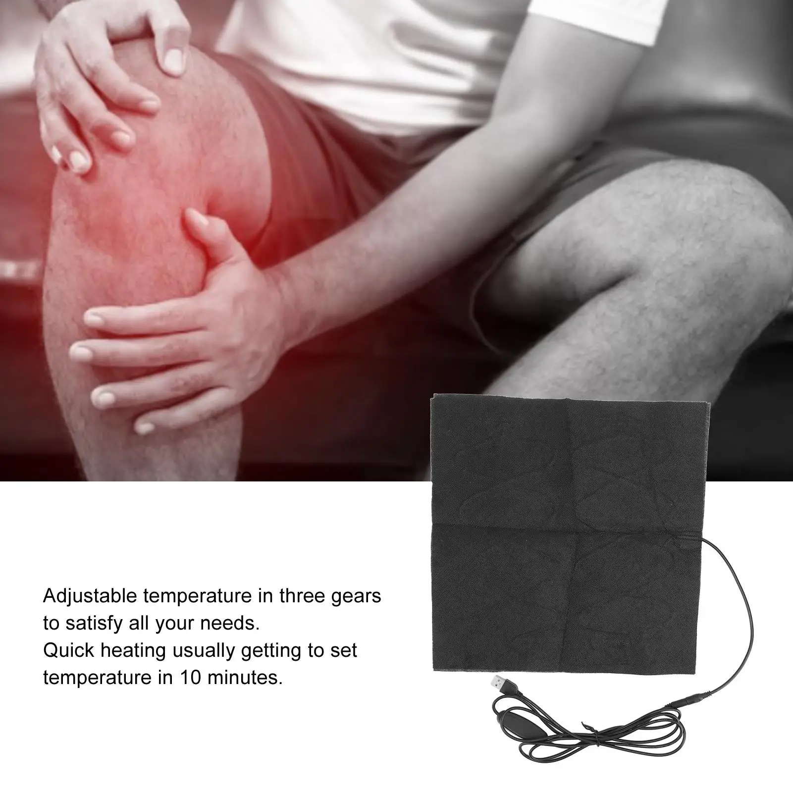 30x30cm USB Heating Pad with Adjustable Temperature - Fast Heating, Portable for home & Office