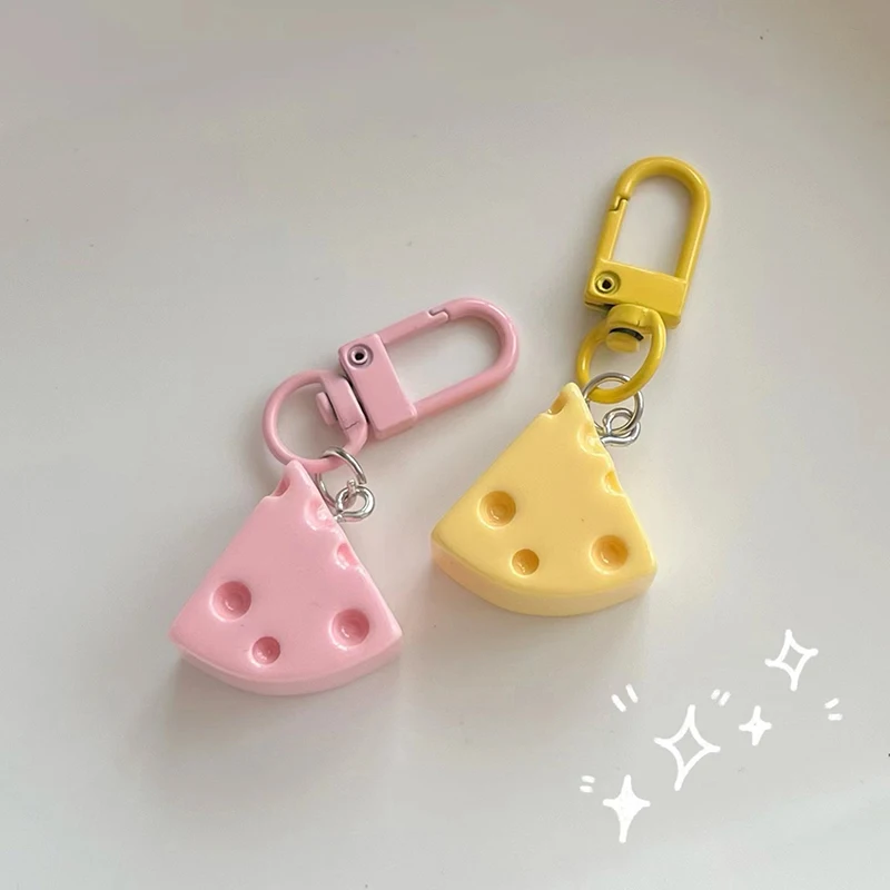 Lovely Cheese Pendant Keychain Cute Simulation Cheese Keyring Backpack Pendant For Girls Kids Party Favor