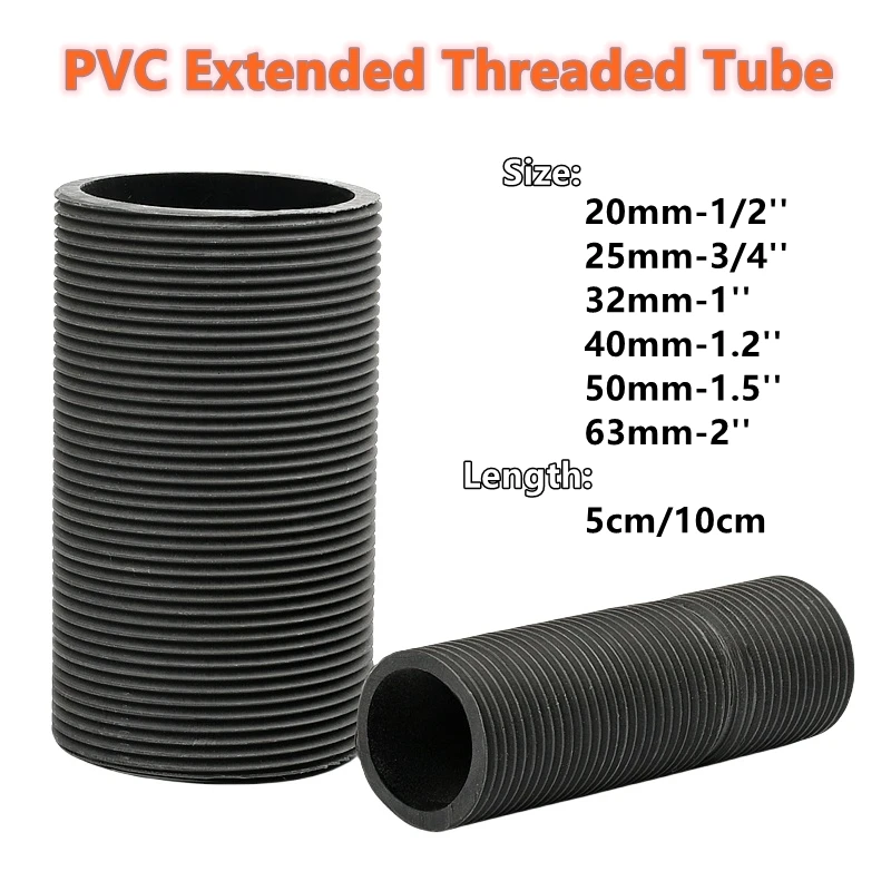 1PC Length 5/10cm PVC Extended Threaded Tube Waterproof Joint Tooth Tube Fish Tank Long Tube Extended Outer Pipe Connectors